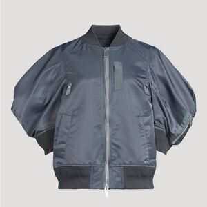 NWT Sacai Puff-Sleeve Gray Bomber Jacket Size 1/XS